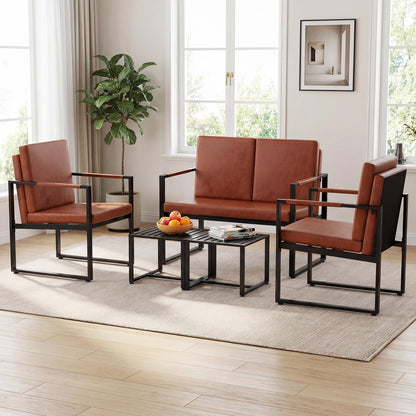 Goflame Set of 2 Mid Century Modern Single Sofa Chairs with Cushions