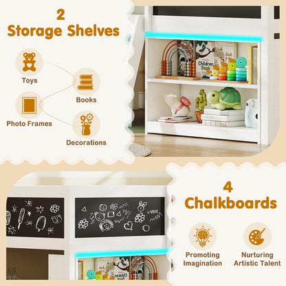 Goflame Low Loft Bed with Storage 2 Bookcases and Play Space