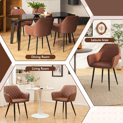 Goflame Mid Century Modern Dining Chairs Set of 2/4, Upholstered Accent Chairs w/Curved Backrest, Wide Seat & Armrests