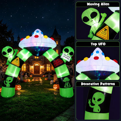 9.8 FT/ 300 CM Alien Halloween Inflatable Archway w/ Lights