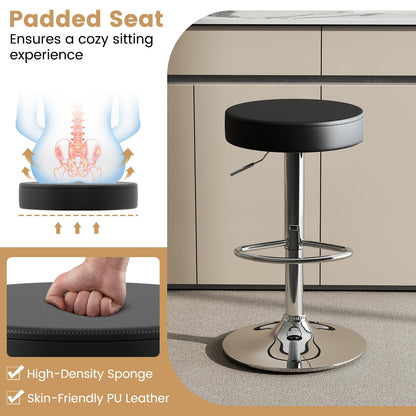 Goflame Adjustable Height PU Leather Bar Chair with Swivel Padded Seat
