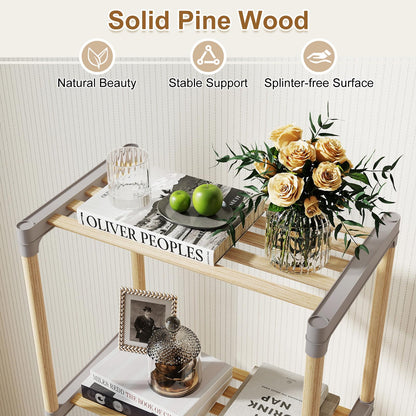 Goflame 5-Tier Bookshelf | Pine Wood Bookcase with Freestanding Storage Organizer