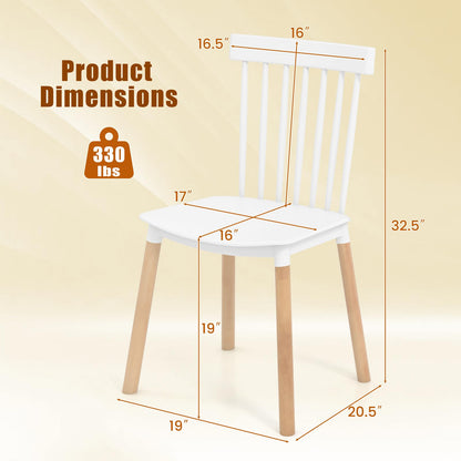 Goflame Set of 4 Windsor Dining Chairs White, Modern Kitchen Chairs w/Spindle Backs & Curved Seats