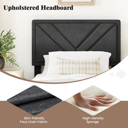 Queen/Full/Twin Size Upholstered Platform Bed Frame with Diagonal Channel Tufted Headboard