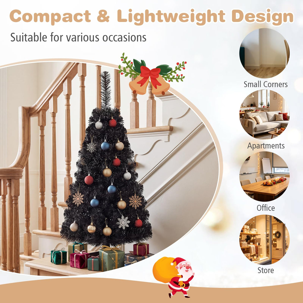 GOLFLAME 3FT Artificial Christmas Tree for Home Office Party