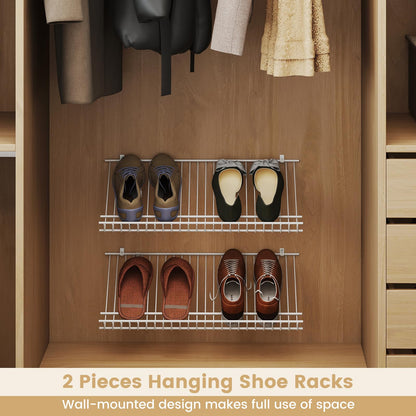 Goflame Wall Mounted 24" Shoe Rack Set of 2 Metal Wire Storage Shelf