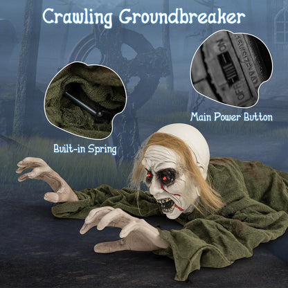 Goflame Halloween Skeleton Groundbreaker Decoration, Sound-Actived Halloween Party Decoration