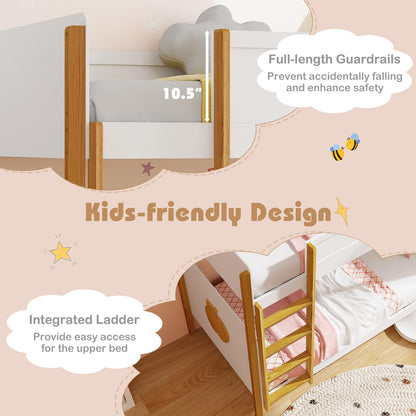 Goflame Wood Twin Over Twin Bunk Bed