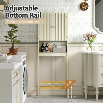 Goflame Over The Toilet Storage Cabinet with Fluted Doors