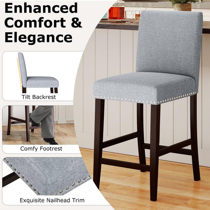 Goflame Modern Bar Stools Set of 2/4 26" Upholstered Counter Height Bar Stools w/Tilt Backrest