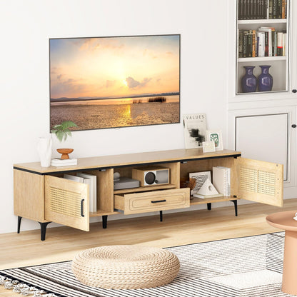 Goflame TV Stand for TV up to 65 Inches, Entertainment Center with 2 Cabinets