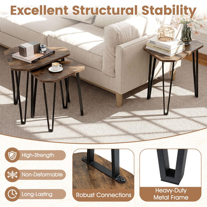 Goflame Nesting Coffee Tables Set of 3 for Living Room & Apartment