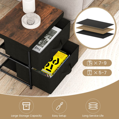 Goflame Nightstand Set of 2 with 2 Fabric Drawers