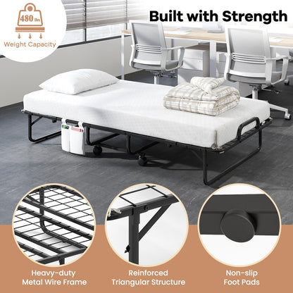 Goflame Twin Folding Bed with 5 Inch Mattress