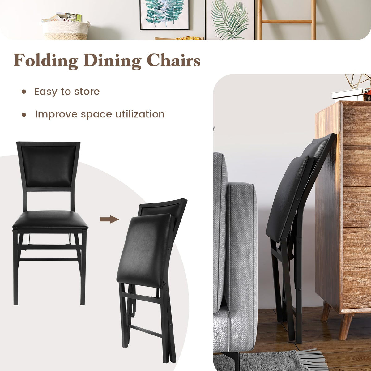 Metal Folding Chair Dining Chairs Home Restaurant Furniture - Goflame