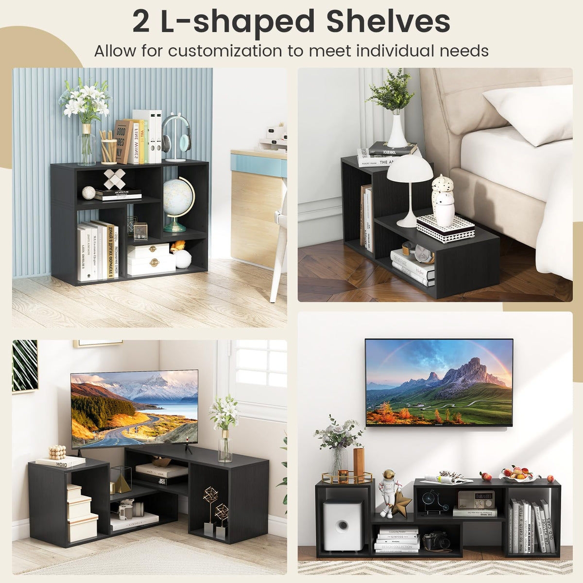 Goflame Bookshelf TV Stand for TVs up to 55"