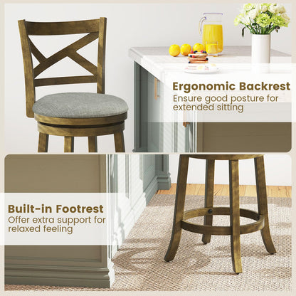 Goflame Wood Swivel Bar Stools Set of 2/4 with Backrests and Wood Frame