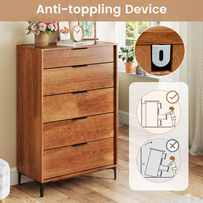 Goflame Wooden Storage Cabinet with Anti-Tip Kit & Sturdy Metal Legs