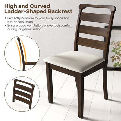 Goflame Wooden Dining Chairs Set of 2/4, Upholstered Kitchen Chairs w/Rubber Wood Frame, Padded Seat