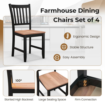 Goflame Wooden Dining Chairs Set of 4, Farmhouse Kitchen Chair with Rubber Wood Legs
