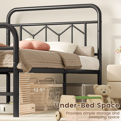 Goflame Metal Twin Bed Frames with Victorian Style Headboard & Footboard, Heavy Duty Slats Support Mattress Foundation