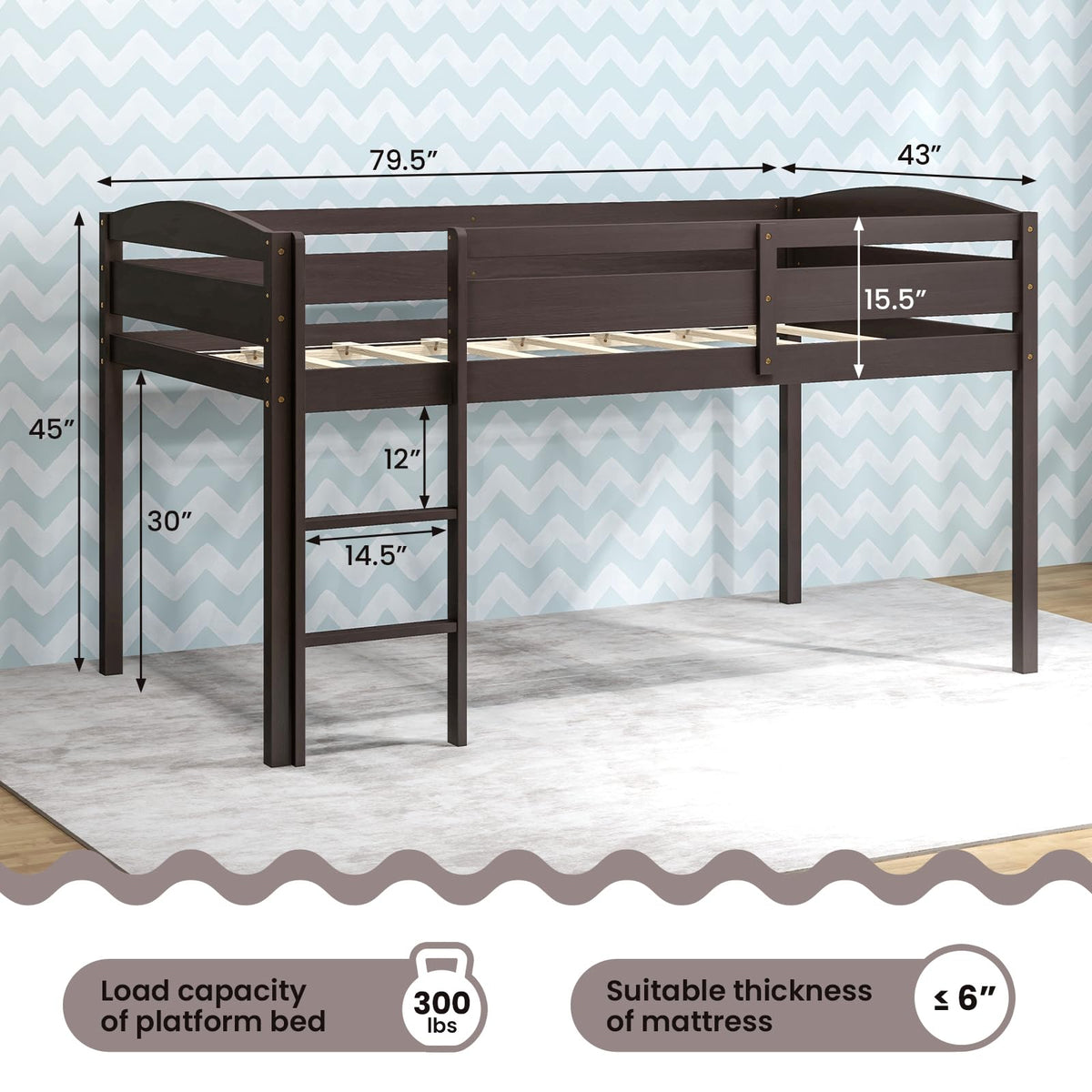 Goflame Loft Bed with Ladder