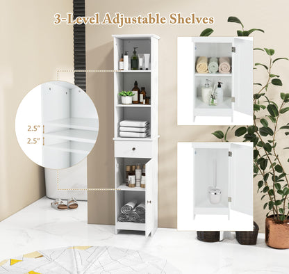 Goflame Narrow Floor Storage Cabinet with Adjustable Shelves