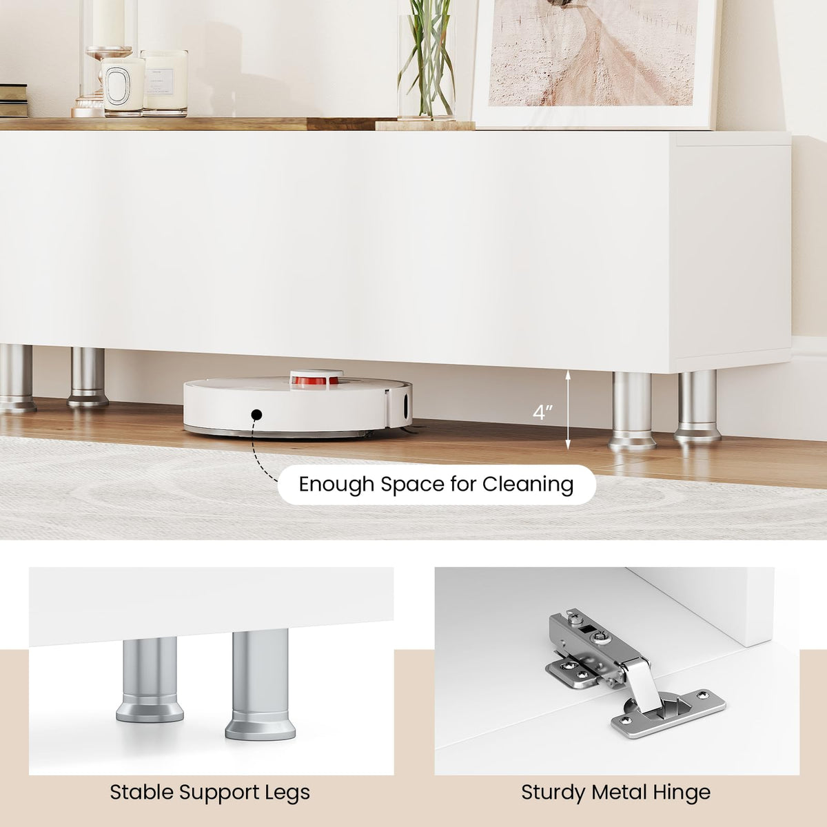 Goflame 80 Inch TV Stand and 2 Floating Shelves Set