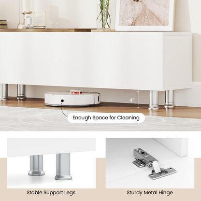 Goflame 80 Inch TV Stand and 2 Floating Shelves Set