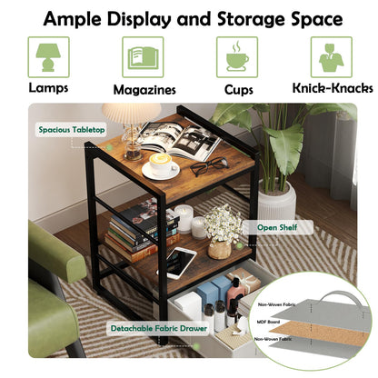 Goflame Industrial Nightstand with Storage Drawer for Bedroom