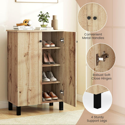 Goflame Shoe Cabinet with Doors 4-Tier Narrow Shoe Rack Cabinet