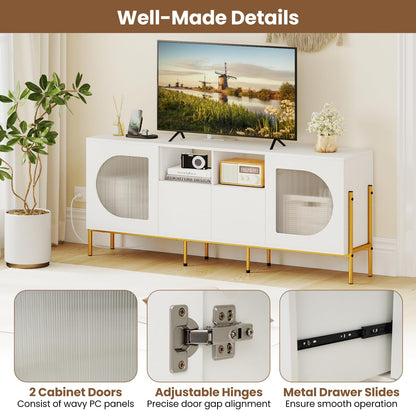Goflame White TV Stand for TVs up to 70" Modern Entertainment Center with Power Outlets