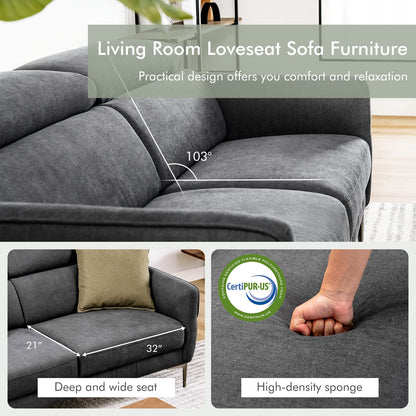 Goflame Couch, Upholstered Loveseat with Lift-up Headrest and Metal Legs