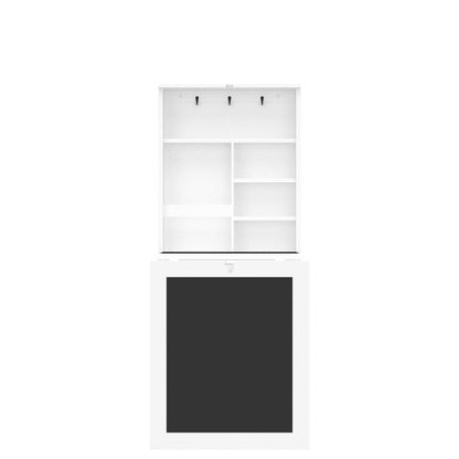 Goflame Foldable Wall Mounted Desk with Storage Shelves Hooks & Chalkboard