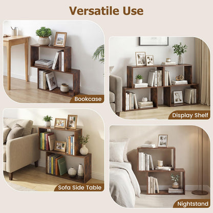 Goflame Geometric Bookcase Side Table with Open Storage