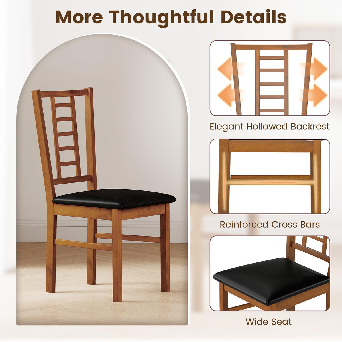 Goflame Wooden Dining Chairs Set of 2/4 Armless Kitchen Chairs