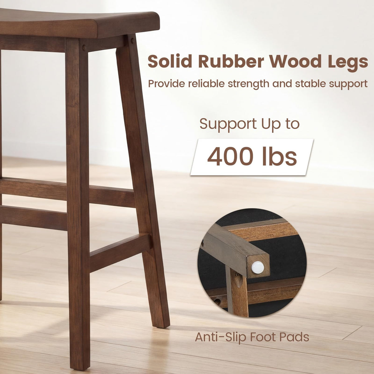 Goflame 24 Inch Counter Height Saddle Bar Stools with Footrest (2/4)