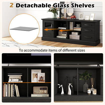 Goflame TV Stand for TVs up to 73”, Entertainment Center w/Cable Management Holes, Drawers