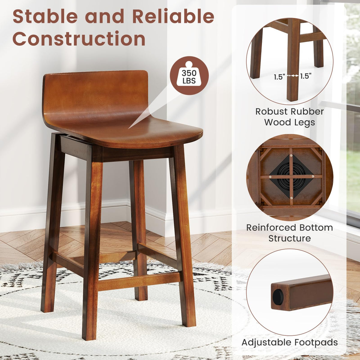 Goflame 24.5" Swivel Bar Stools Set of 2/4