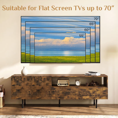 Goflame Wooden TV Stand for TVs up to 70" with Storage Cabinet