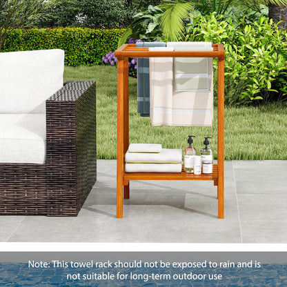 Goflame Teak Towel Rack for Bathroom, 5 Bars Freestanding Towel Racks with Storage Shelf, 19.5" L x 19.5" W x 31.5" H
