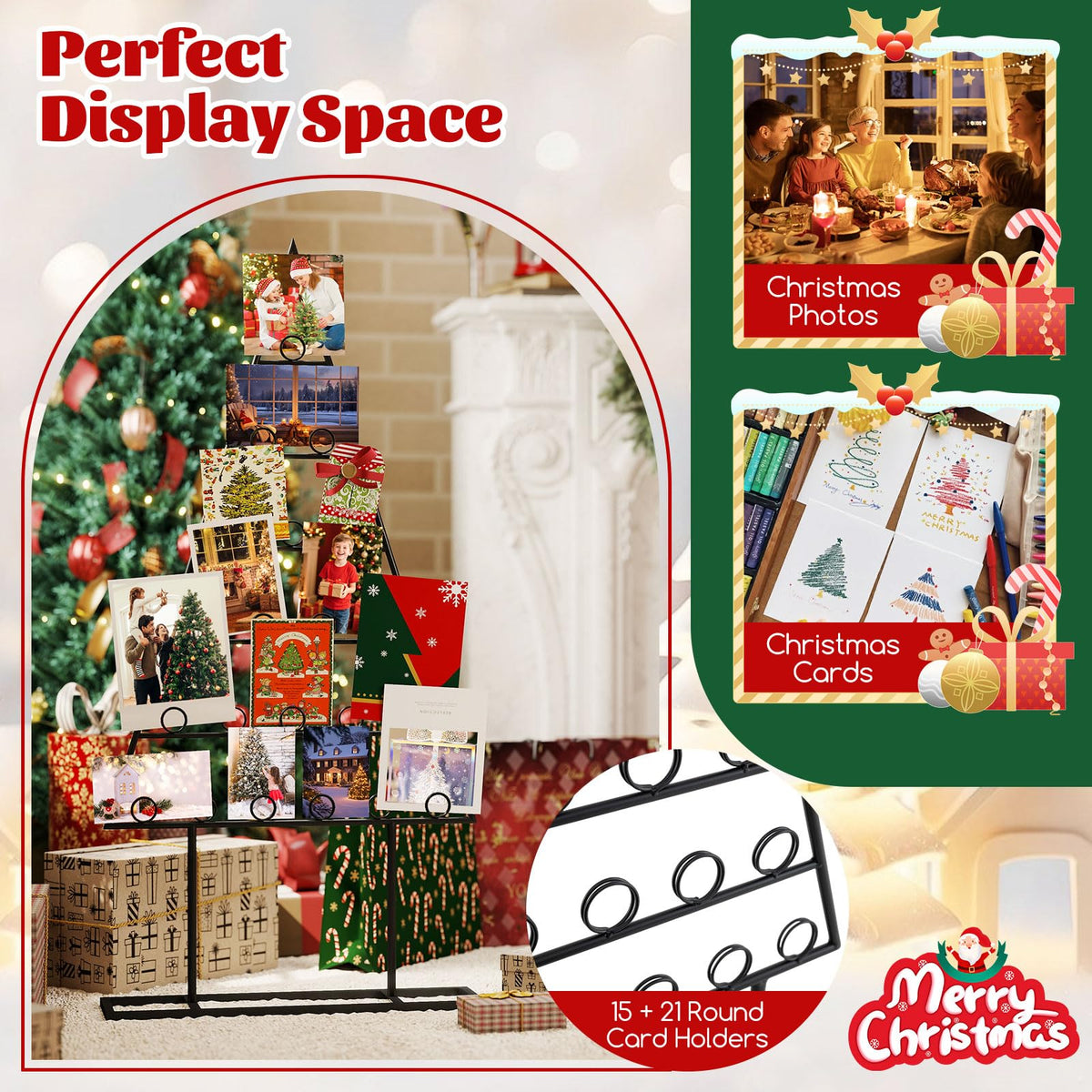 Goflame 2 Pack Christmas Tree Photo Holder with 36 Round Clips