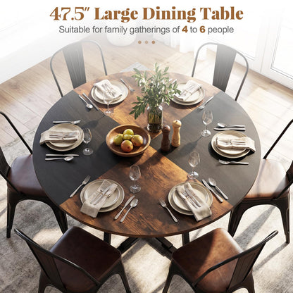 Goflame Round Dining Table for 4-6 | 47.5" Circle Kitchen Table with Storage Shelf