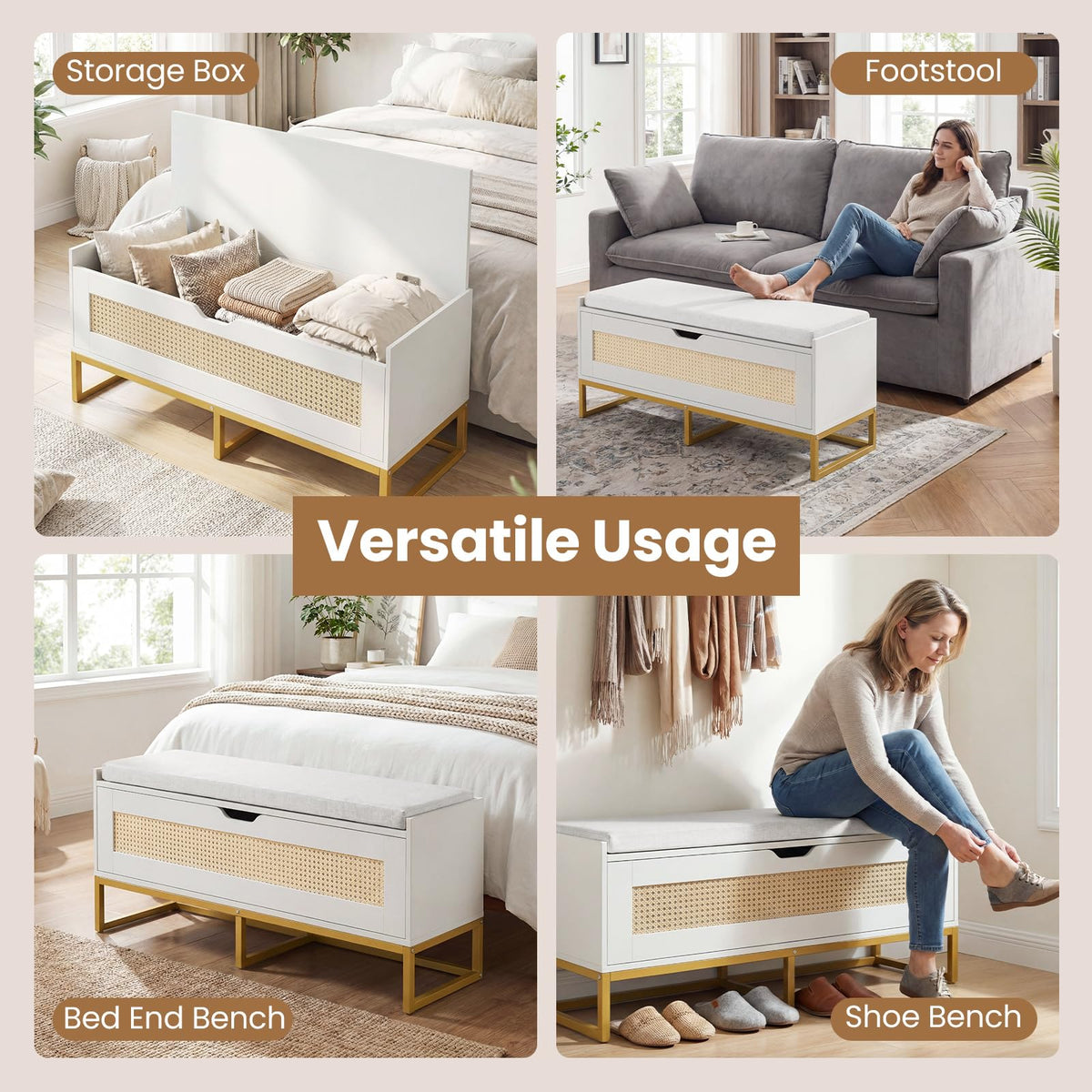Goflame Flip-Top Entryway Bench with Removable Padded Seat & Hidden Storage