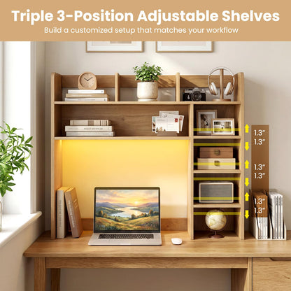 Goflame 35.5" Desktop Bookshelf with LED Lights