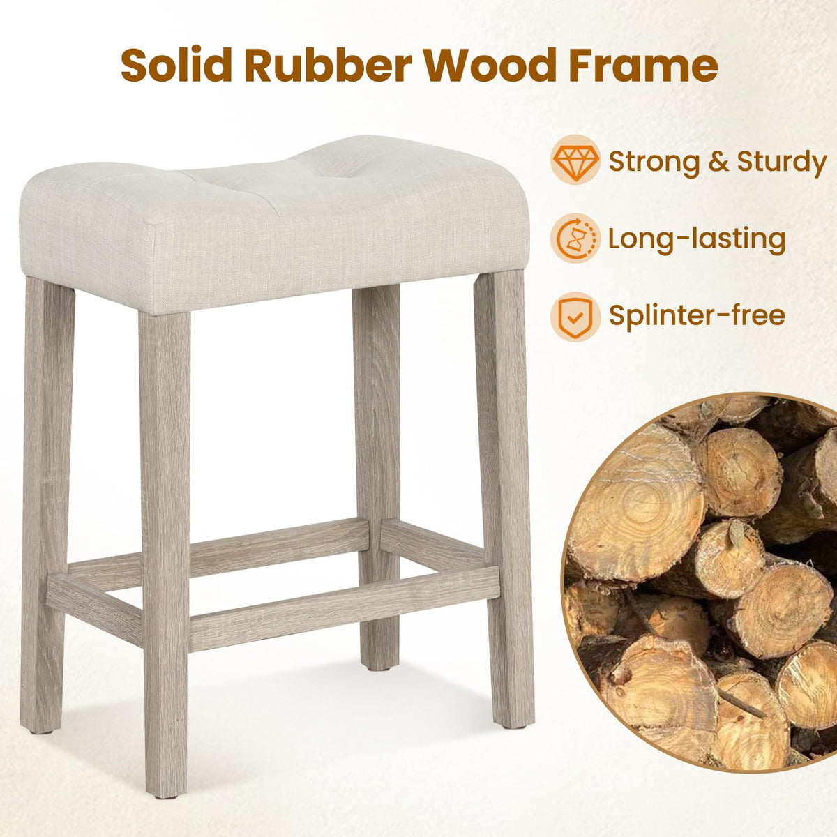 Goflame 24" Bar Stools Set of 2/4, Upholstered Counter Height Saddle Bar Stools