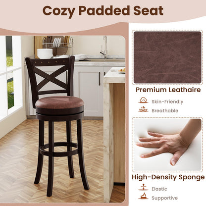 Goflame 30" Swivel Bar Stools with Footrest & Rubber Wood Frame