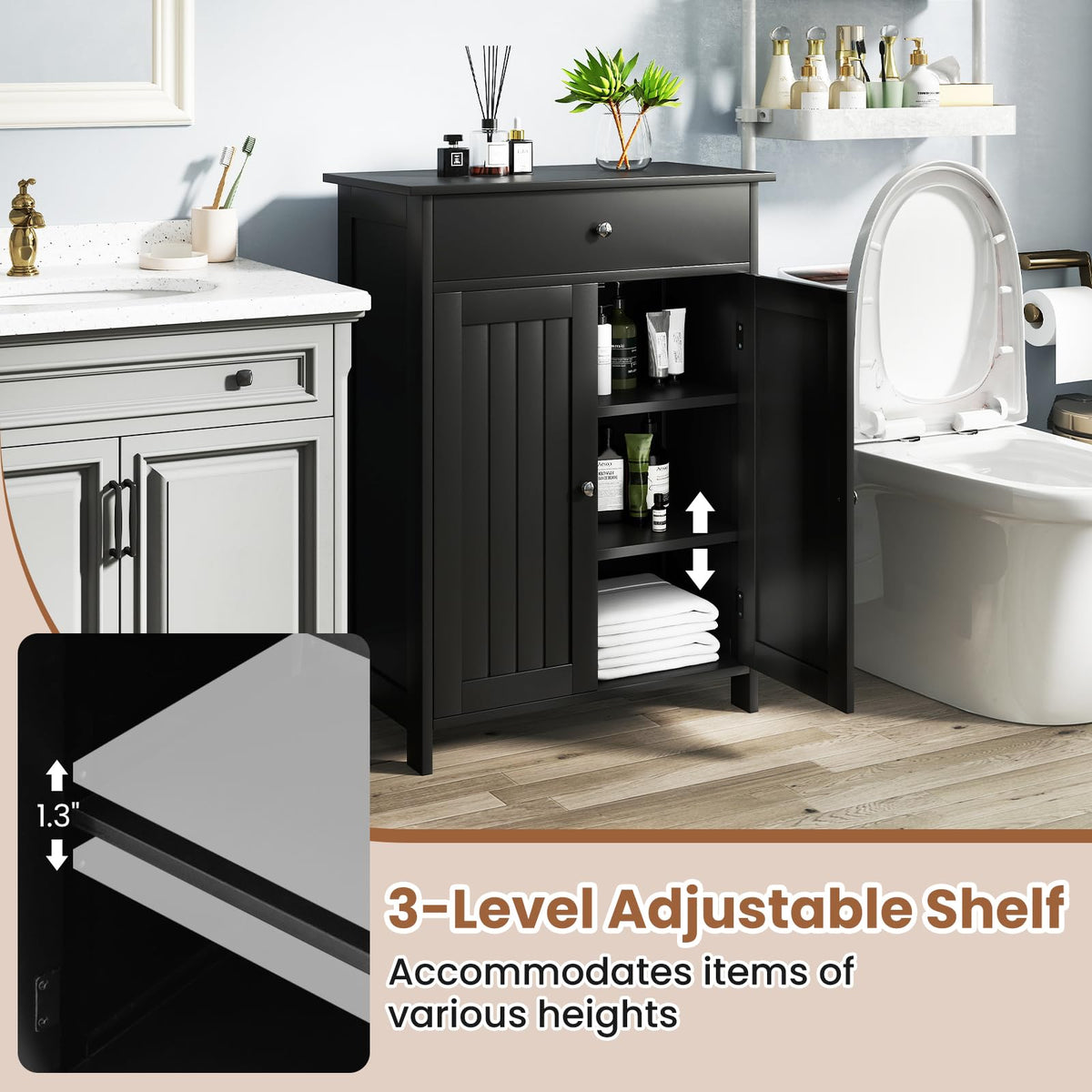 Goflame Freestanding Bathroom Storage Cabinet