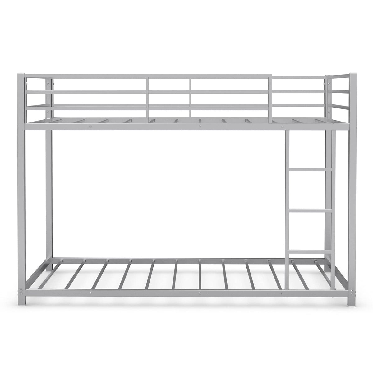 Goflame Metal Bunk Bed Twin Over Twin, Low Profile Bunk Bed Frame with Ladder & Full Length Guardrail