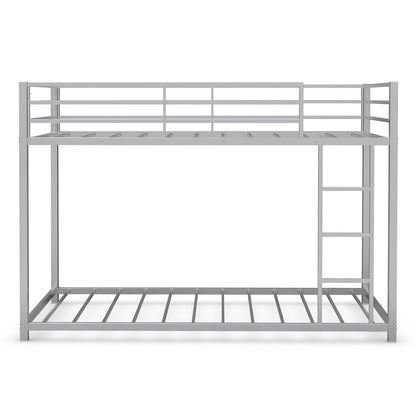 Goflame Metal Bunk Bed Twin Over Twin, Low Profile Bunk Bed Frame with Ladder & Full Length Guardrail